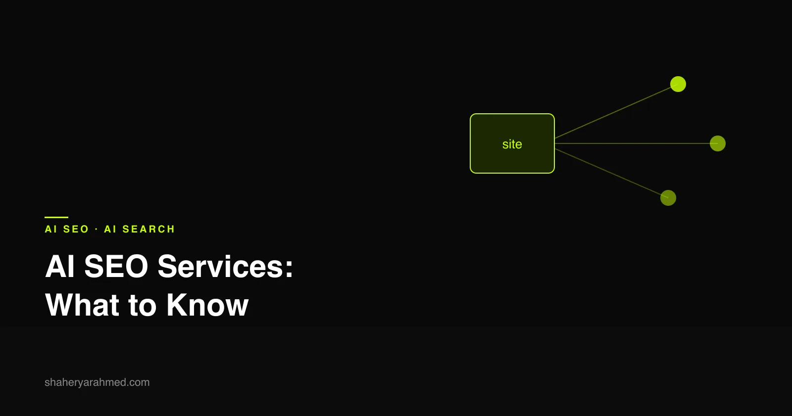 Illustration of a website connected to AI search engines representing AI SEO services