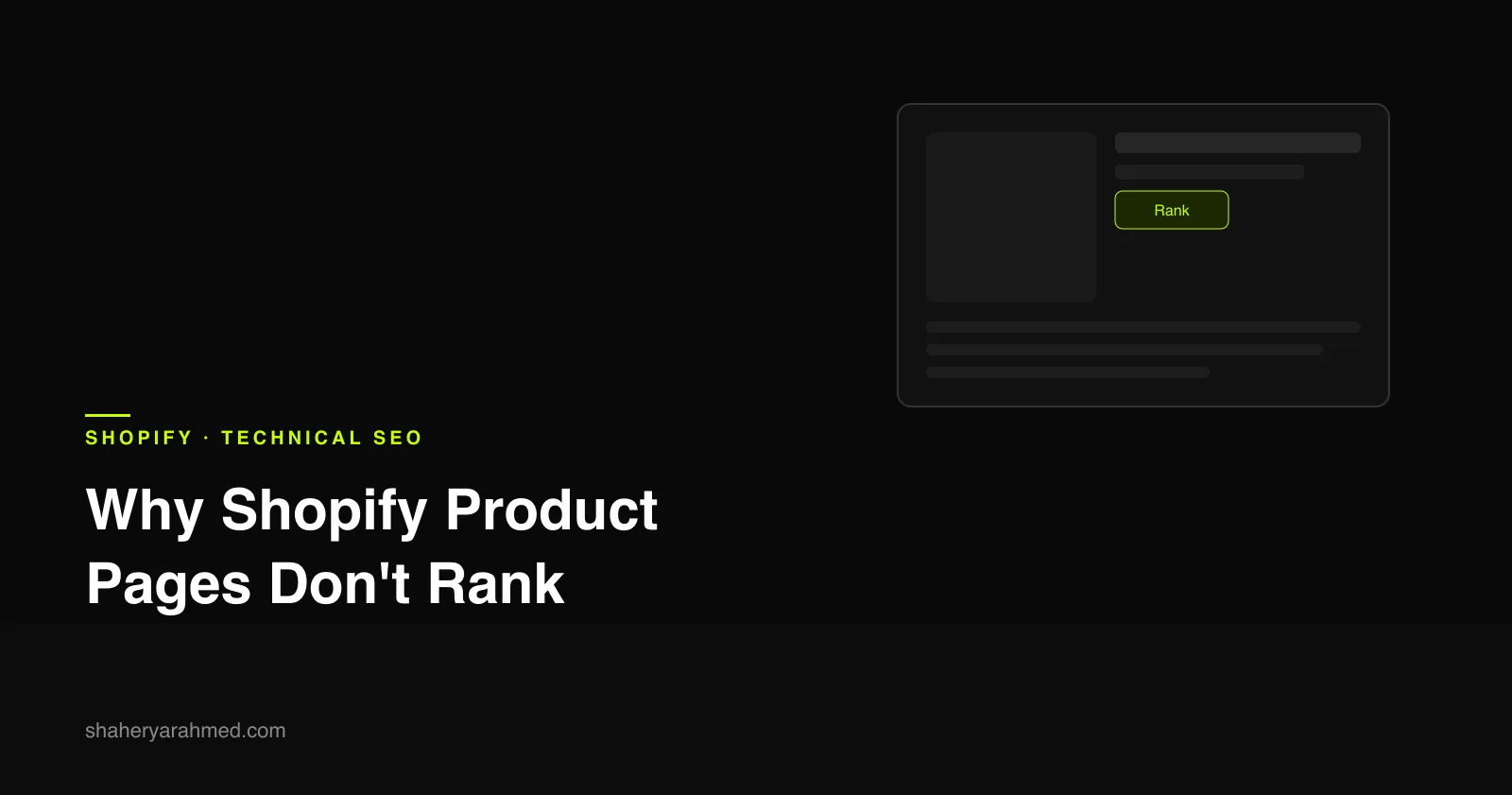 A Shopify product page with SEO ranking signals highlighted